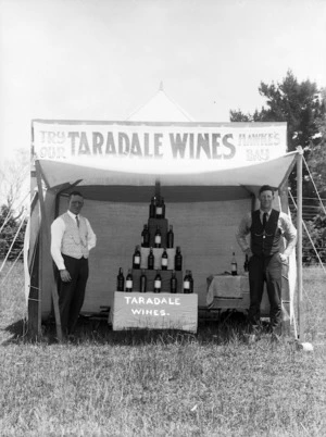 Stall advertising Taradale Wines at an A & P Show, Stratford