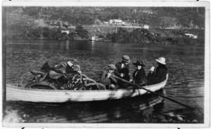 Barney Magee, having just ferried passengers and bicycles across the Karamea River