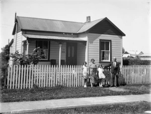 McLean family outside their house at 810 Lawrence Street, Hastings