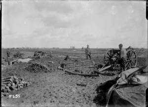 The New Zealand batteries firing at Germans near Mailly-Maillet, France