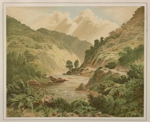 Gully, John, 1819-1888 :Manawatu Gorge, Wellington / John Gully, 1875. Dunedin, Marcus Ward, 1877.