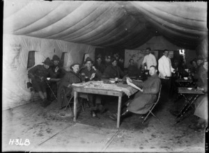 Soldiers in a New Zealand officers' club during World War I, Seninghem, France