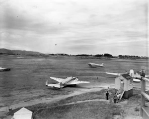 Paraparaumu Airport showing a Douglas DC3 and a Lockheed Lodestar