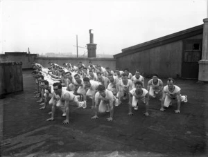 Group of men exercising