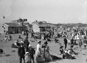 Crowds on the beach at Lyall Bay, Wellington