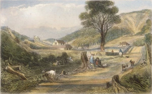 [Brees, Samuel Charles] 1810-1865 :Mr Brees' cottage, Karori Road. [1842? Drawn by S C Brees. Engraved by Henry Melville. London, 1849]