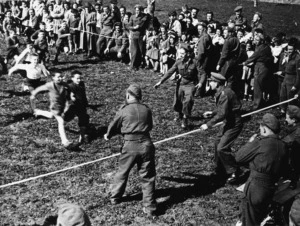 Children's party organised by men of 21 Battalion, in Muccia, Italy, during World War II