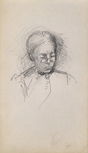 [Hodgkins, Frances Mary] 1869-1947 :[Portrait sketch of woman in spectacles].