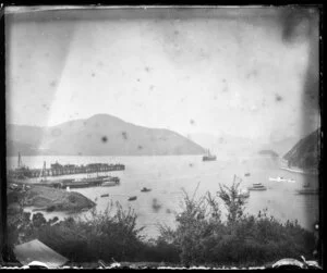 Piers and boats in bay, Picton Harbour