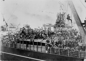 Troops on board ship, departing for the South African War