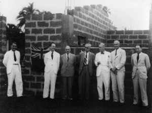 C E Beeby in Rarotonga with Minister of Island Territories and party