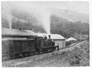 Fell engine on the Rimutaka Incline - Photograph taken by the Burton Brothers