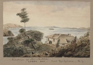 Pearse, John, 1808-1882 :Residence of Mrs Jackson, Lowry Bay - Port Nicholson, N. Z. [Between 1852 and 1856]