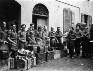 Soldiers of the 21 Battalion serving Christmas dinner, Faenza area, Italy