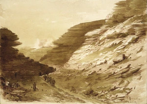 Warre, Henry James, 1819-1898 :Watering place in the French Middle Ravine, Right Attack with the Mortar Battery, first parallel. [Crimea, 1855]