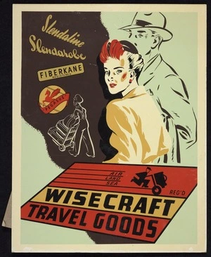 [J Wiseman and Sons Ltd]: Wisecraft travel goods; air, land, sea. Slendaline, Slendarobe, Fiberkane registered, Pegasus [ca 1956-1964]