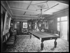 Billiard room in the Coverdale house, Christchurch