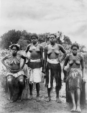 Four unidentified women in traditional dress, Fiji