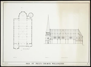 [Thatcher, Frederick], 1814-1890 :Old St Paul's Church Wellington. 1866 plan [and] Section AA. / Carnachan Kay Lenihan [1959-1972?]