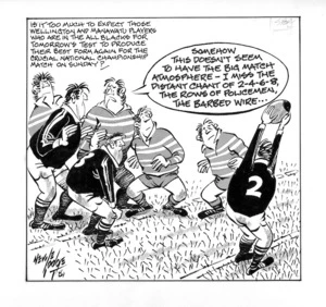 Lodge, Nevile Sidney, 1918-1989 :Is it too much to expect those Wellington and Manawatu players who are in the All Blacks for tomorrow's test to produce their best form again for the crucial national championship match on Sunday? Evening Post. 11 September 1981.