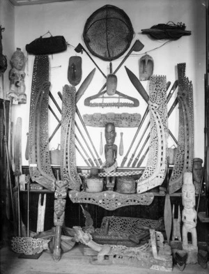 Maori artefacts from the Augustus Hamilton Collection, Hawkes Bay Philosophical Institute, Napier.