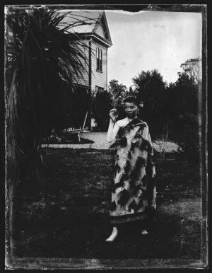 Copy photograph of a photograph of a Maori boy