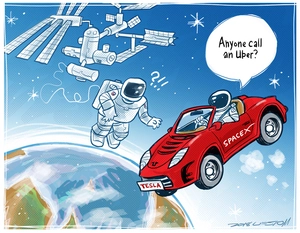 "Anyone call an Uber?" Tesla SpaceX