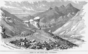 Barraud, Charles Decimus, 1822-1897 :Scene in the Weka Pass, Canterbury. [1877]