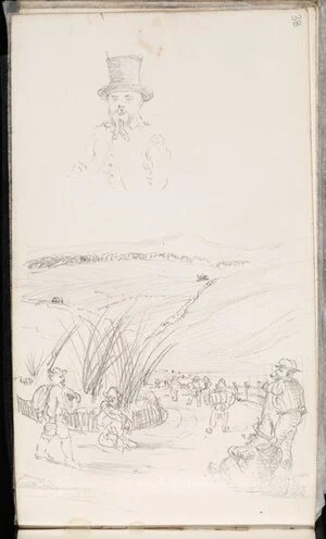 Hodgkins, William Mathew, 1833-1898 :[Off to the diggings, Otago. ca 1865]