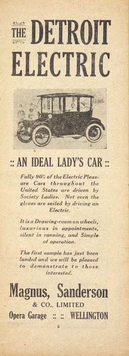 Magnus, Sanderson & Co., Ltd. :The Detroit Electric, an ideal lady's car. [1917]