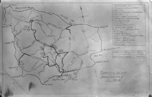 World War, 1939-1945. Norfolk Island. Map showing dispositions as of September, 1943