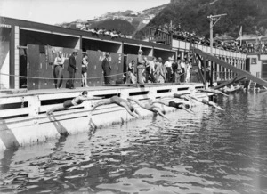 Swimmming race, Te Aro Baths, Oriental Bay, Wellington