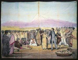 Working Men's Educational Union :[Missionary distributing Bibles to Taranaki Maori in 1842. Printed 1850s?]