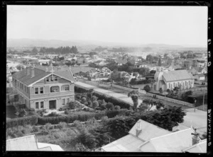 Overlooking Dannevirke township, showing St Joseph's Catholic Church and Convent