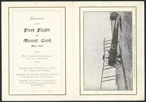 New Zealand Aero Transport Company :Above the clouds; the new Mt Cook Aero Coy. Souvenir of the first flight to Mount Cook, May 1920. [Printed by] A B & Co. Ltd, Christchurch [1920]