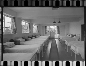 Dormitory with beds, Porirua Mental Hospital, Wellington