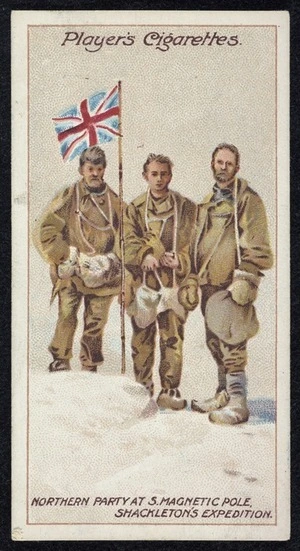John Player & Sons Ltd: The Northern Party at South Magnetic Pole, Shackleton's Expedition [in 1909. Card printed 1915].