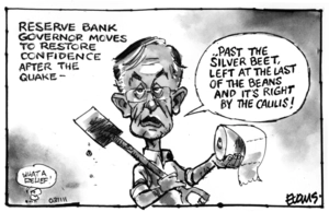 Evans, Malcolm Paul, 1945-:Reserve Bank governor moves to restore confidence after the quake. 11 March 2011