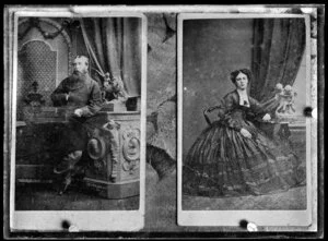 Copy photograph of two cabinet card solo portraits