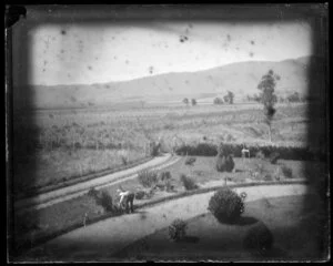 Man weeding garden beds of a country residence