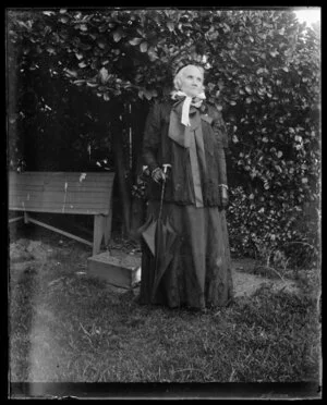 Portrait of Sarah Jane Kirk in a domestic garden setting