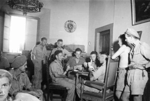 World War II soldiers of 23 New Zealand Battalion playing cards, Italy - Photograph taken by George Kaye