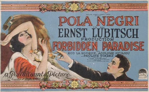 Pola Negri in an Ernst Lubitsch production, "Forbidden Paradise", with Rod Laroque, Adolphe Menjou and Pauline Starke. [1924].