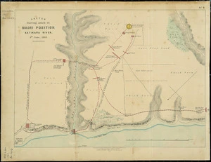 Sketch shewing attack on Māori position, Katikara River, 4th June 1863