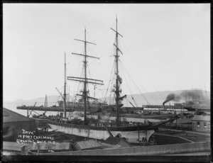 Ship "Deva" in the graving dock at Port Chalmers.
