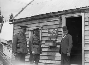 Group alongside the Waiouru Camp Post Office and Brigade Headquarters