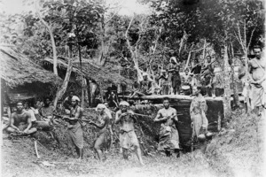 Men with guns at Fort Samoa in Apia, Samoa