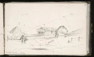 [Hodgkins, William Mathew] 1833-1898 :A roadside shanty near Mt Pisa [ca 1870]