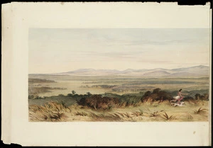 Brees, Samuel Charles 1810-1865 :Plain of the Ruamahanga, opening into Palliser Bay near Wellington. This view represents about sixty miles of the length of the plain from North to South / Drawn by S. C. Brees, esq.r, Chief Surveyor to the New Zealand Company [1843]. Day & Haghe. London, Smith, Elder [1845] [left section]