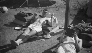 Soldiers relaxing, at Waiouru Army Training Camp